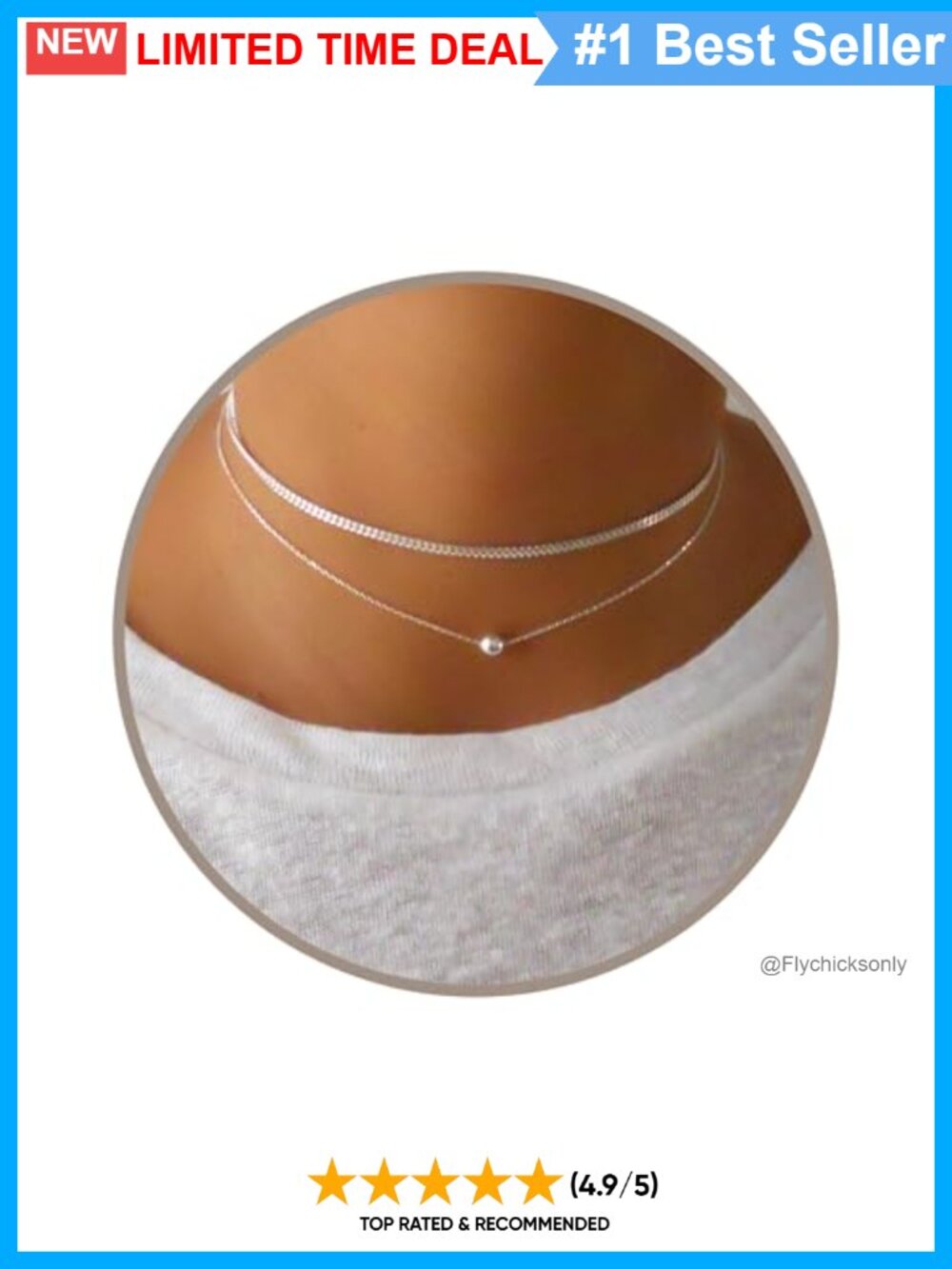 Silver Plated Stainless Steel Choker Necklace Set Layered 2mm Curb